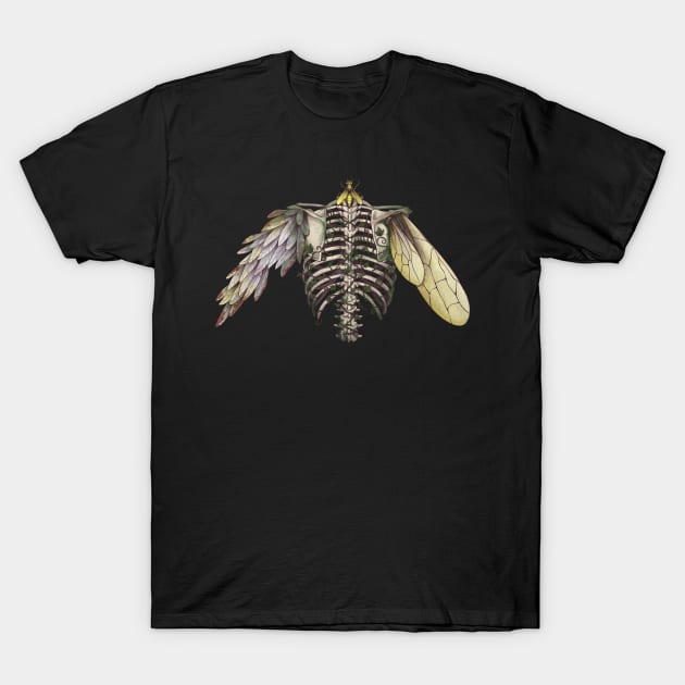 Weathered Ribcage Edgy Punk Wasp Mutant T-Shirt by Tati Seol